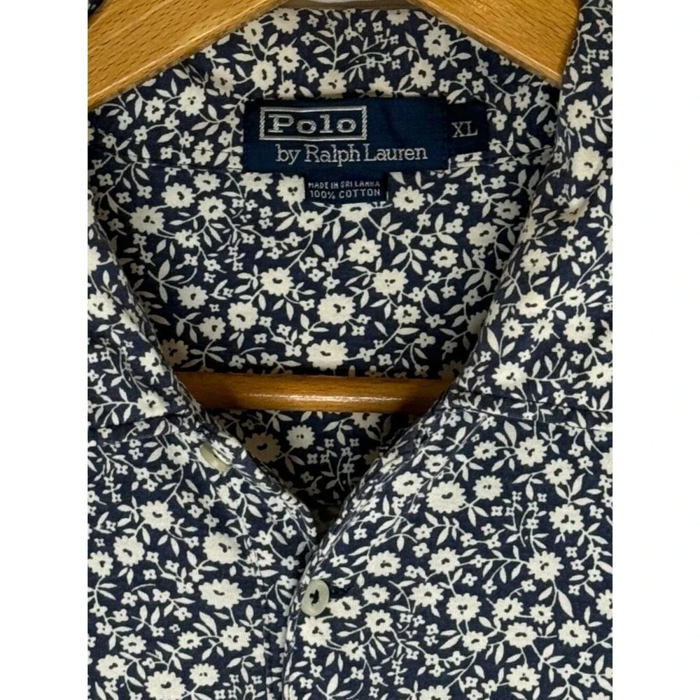 Vintage 2002 Polo Ralph Lauren Floral-Print Polo Shirt Size XL